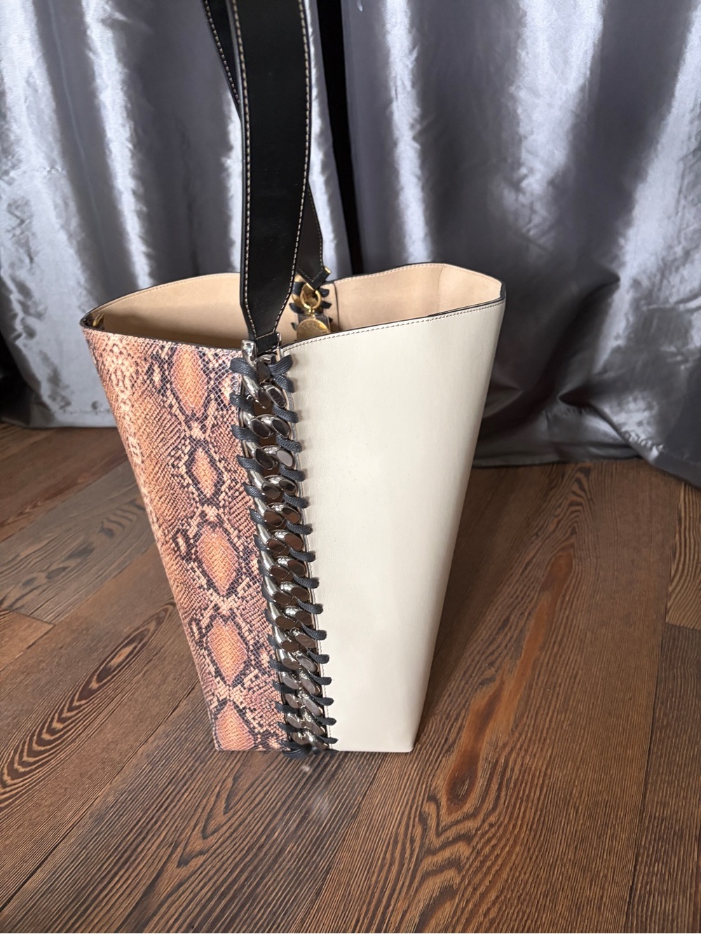 Rare! Stella McCartney Frayme Bucket Bag Cream & Snake-Print